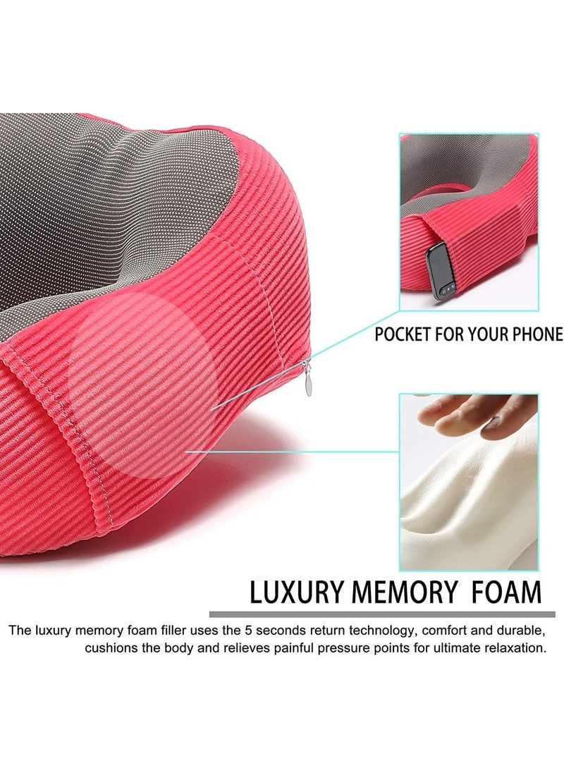 Travel Pillow, Memory Foam Neck Pillow with 360-Degree Head Support Comfortable Airplane Pillow with Storage Bag Lightweight Traveling Pillow for Sleeping, Car, Train, Bus and Home Use(Red) - Image 4